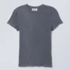 Camiseta ajustada suave y transparente – Azul empolvado