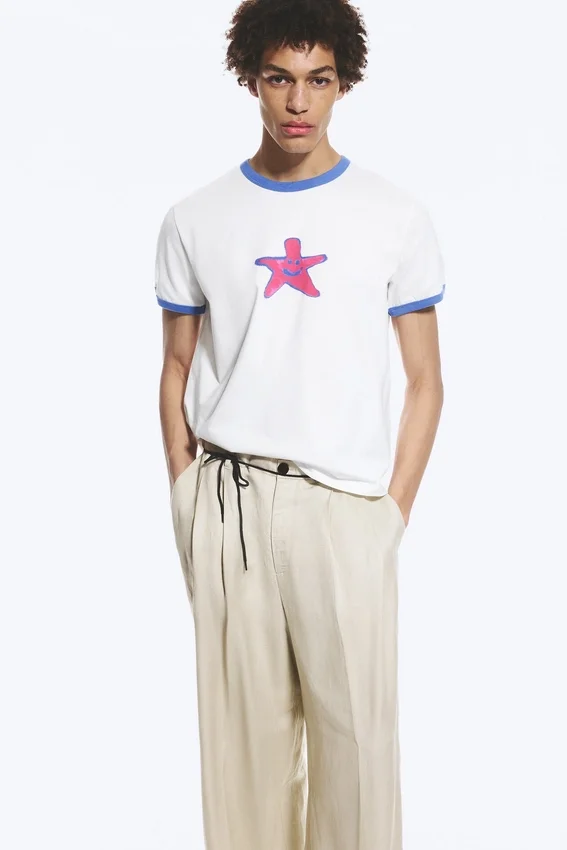 Camiseta con estampados – Blanca – Estrella Camiseta con estampados – Blanca – Estrella