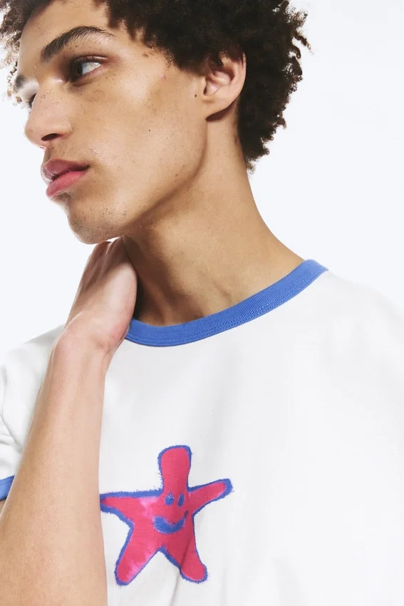 Camiseta con estampados – Blanca – Estrella Camiseta con estampados – Blanca – Estrella