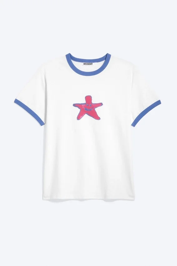 Camiseta con estampados – Blanca – Estrella Camiseta con estampados – Blanca – Estrella