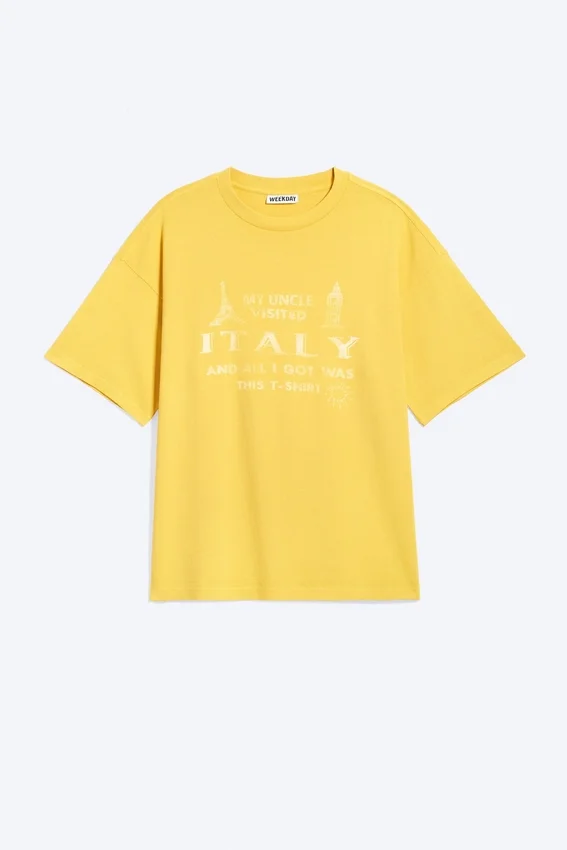 Camiseta con estampados de corte recto – Amarilla – Italia Camiseta con estampados de corte recto – Amarilla – Italia