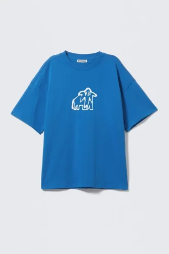 Camiseta con estampados de corte recto – Azul – Sadphant
