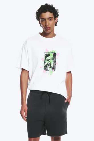 Camiseta con estampados de corte recto – Blanca – Face Off