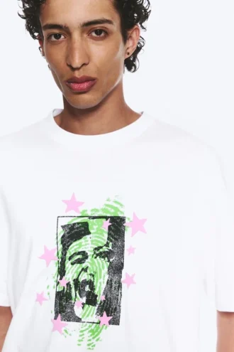 Camiseta con estampados de corte recto – Blanca – Face Off