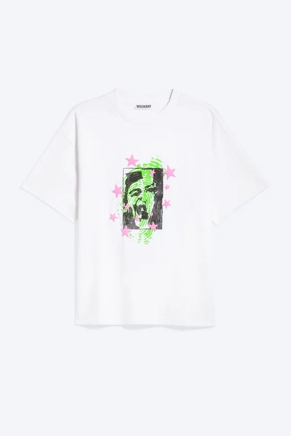Camiseta con estampados de corte recto – Blanca – Face Off Camiseta con estampados de corte recto – Blanca – Face Off
