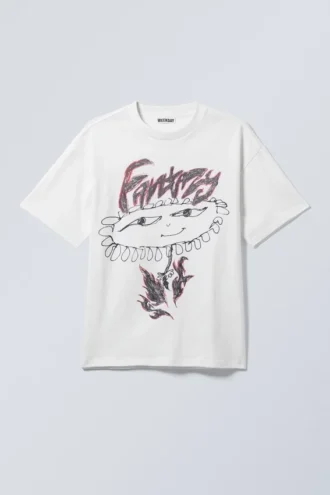 Camiseta con estampados de corte recto – Blanca – Fantazy Flower