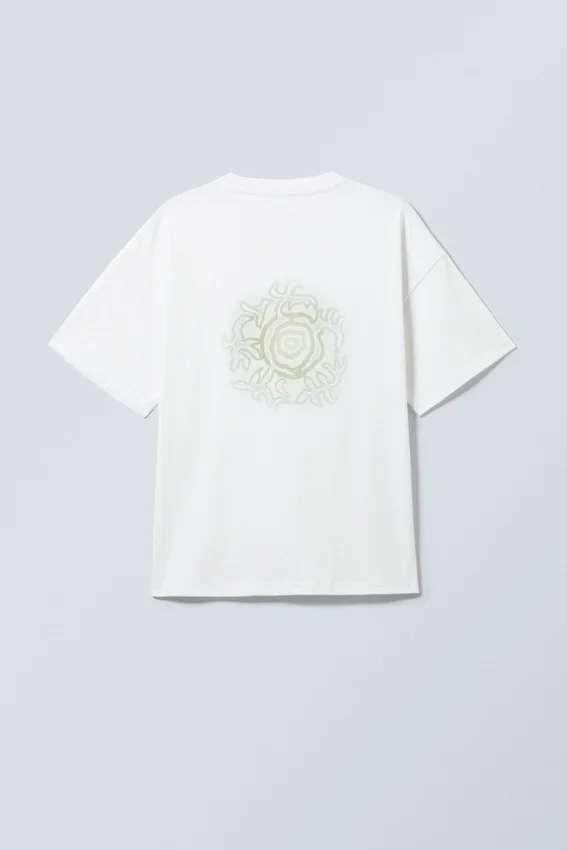 Camiseta con estampados de corte recto – Blanca – Símbolo verde Camiseta con estampados de corte recto – Blanca – Símbolo verde