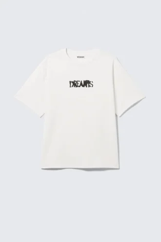 Camiseta con estampados de corte recto – Blanco – Dreams