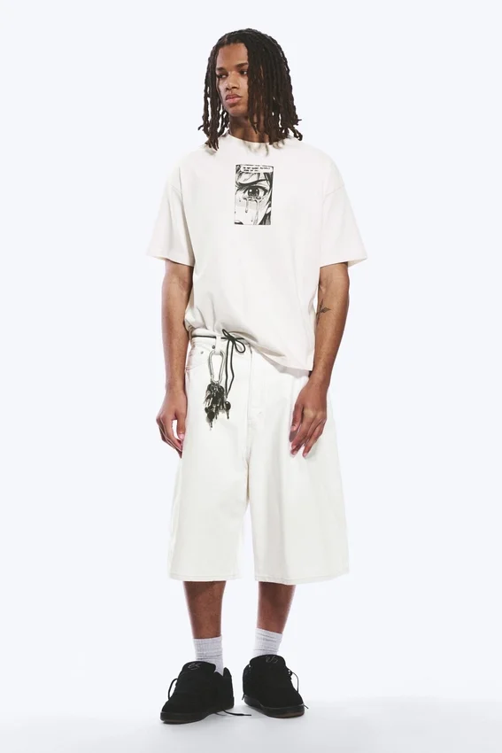 Camiseta con estampados de corte recto – Blanco – Lágrimas Camiseta con estampados de corte recto – Blanco – Lágrimas