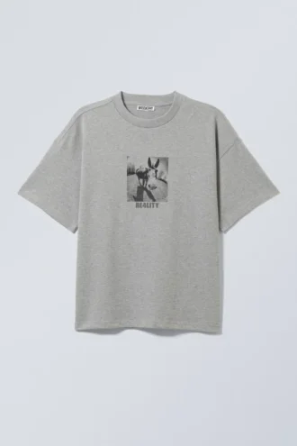 Camiseta con estampados de corte recto – Gris – Donkey Reality