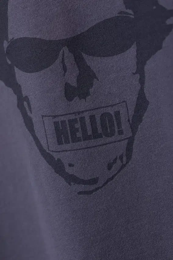 Camiseta con estampados de corte recto – Morado oscuro – Hello Man Camiseta con estampados de corte recto – Morado oscuro – Hello Man