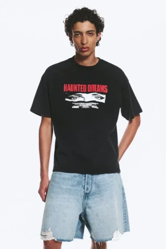 Camiseta con estampados de corte recto – Negro – Haunted Dreams