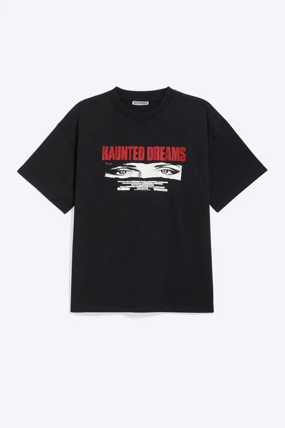 Camiseta con estampados de corte recto – Negro – Haunted Dreams Camiseta con estampados de corte recto – Negro – Haunted Dreams