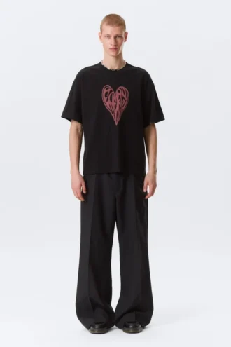 Camiseta con estampados de corte recto – Negro – Heart of Energy