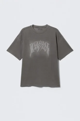 Camiseta con estampados de corte recto – Negro lavado – Mizzion
