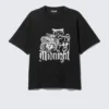 Camiseta con estampados de corte recto – Negro – Midnight Camiseta con estampados de corte recto – Negro – Midnight