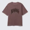 Camiseta con estampados de corte recto – Rojo oscuro Camiseta con estampados de corte recto – Rojo oscuro
