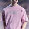 Camiseta con estampados de corte recto – Rosa Camiseta con estampados de corte recto – Rosa