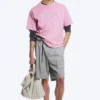 Camiseta con estampados de corte recto – Rosa Camiseta con estampados de corte recto – Rosa