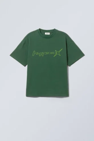 Camiseta con estampados de corte recto – Verde Hypno