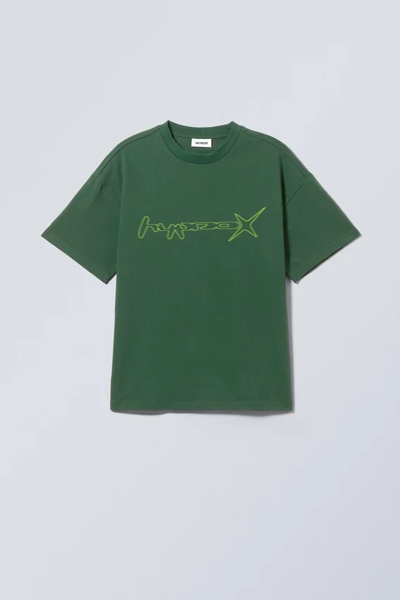 Camiseta con estampados de corte recto – Verde Hypno Camiseta con estampados de corte recto – Verde Hypno