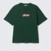 Camiseta con estampados de corte recto – Verde oscuro – Fntsy Camiseta con estampados de corte recto – Verde oscuro – Fntsy