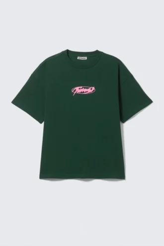 Camiseta con estampados de corte recto – Verde oscuro – Fntsy