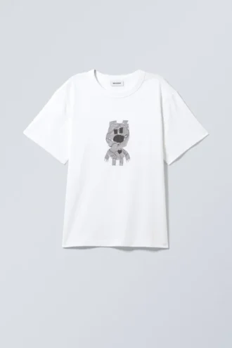 Camiseta con estampados holgada y ligera – Blanca – Duct Tape Bear Camiseta con estampados holgada y ligera – Blanca – Duct Tape Bear