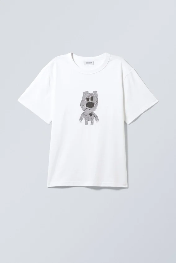 Camiseta con estampados holgada y ligera – Blanca – Duct Tape Bear Camiseta con estampados holgada y ligera – Blanca – Duct Tape Bear