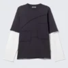 Camiseta con paneles de doble capa – Blanco y negro Camiseta con paneles de doble capa – Blanco y negro