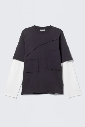 Camiseta con paneles de doble capa – Blanco y negro