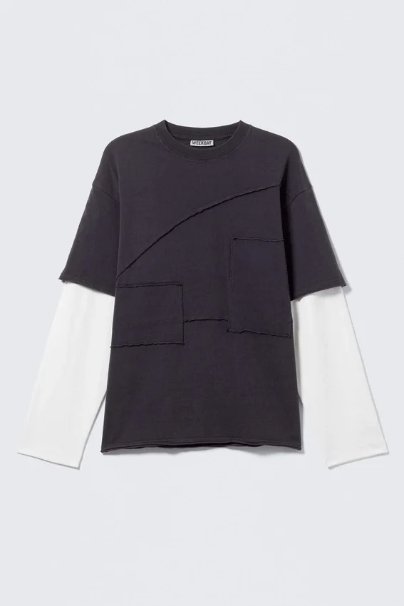 Camiseta con paneles de doble capa – Blanco y negro Camiseta con paneles de doble capa – Blanco y negro