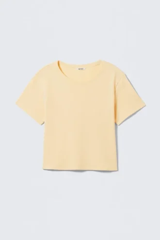 Camiseta corta ajustada de algodón – Amarillo claro