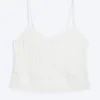 Camiseta corta con ribete de encaje – Blanca