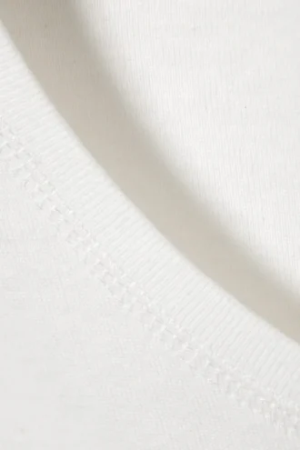 Camiseta corta de algodón acanalado estampada – Blanca – Fruta del dragón