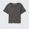 Camiseta corta de algodón acanalado estampada – Negro – Acid Spray Camiseta corta de algodón acanalado estampada – Negro – Acid Spray