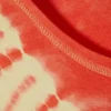 Camiseta corta de algodón acanalado estampada – Tie-dye rojo brillante