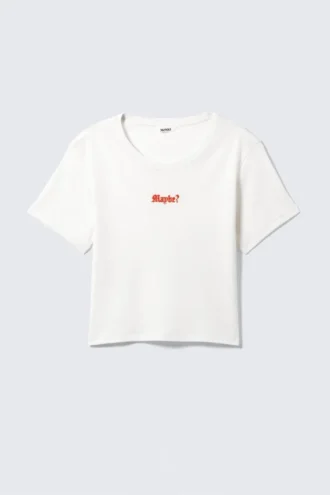 Camiseta corta de algodón estampada – Blanca – ¿Quizás?