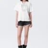 Camiseta cuadrada con estampados y tachuelas – Blanca – Estampado de cara gótica Camiseta cuadrada con estampados y tachuelas – Blanca – Estampado de cara gótica