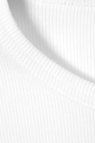Camiseta de algodón acanalado de corte ajustado – Blanca