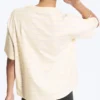 Camiseta de algodón de corte recto – Beige claro – Rayas lila