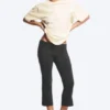 Camiseta de algodón de corte recto – Beige claro – Rayas lila