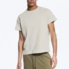 Camiseta de algodón de corte recto con mangas casquillo – Light Dusty Mole Camiseta de algodón de corte recto con mangas casquillo – Light Dusty Mole