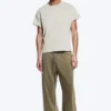 Camiseta de algodón de corte recto con mangas casquillo – Light Dusty Mole Camiseta de algodón de corte recto con mangas casquillo – Light Dusty Mole