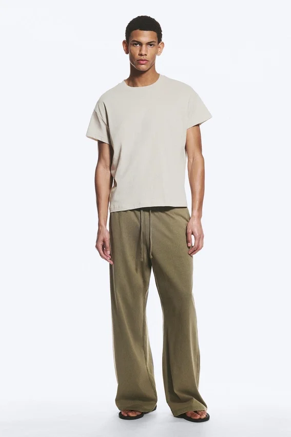 Camiseta de algodón de corte recto con mangas casquillo – Light Dusty Mole Camiseta de algodón de corte recto con mangas casquillo – Light Dusty Mole
