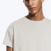 Camiseta de algodón de corte recto con mangas casquillo – Light Dusty Mole Camiseta de algodón de corte recto con mangas casquillo – Light Dusty Mole
