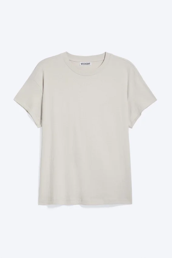 Camiseta de algodón de corte recto con mangas casquillo – Light Dusty Mole Camiseta de algodón de corte recto con mangas casquillo – Light Dusty Mole