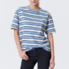 Camiseta de algodón de corte recto – Rayas azules y blancas Camiseta de algodón de corte recto – Rayas azules y blancas