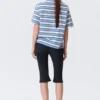Camiseta de algodón de corte recto – Rayas azules y blancas Camiseta de algodón de corte recto – Rayas azules y blancas