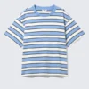 Camiseta de algodón de corte recto – Rayas azules y blancas Camiseta de algodón de corte recto – Rayas azules y blancas
